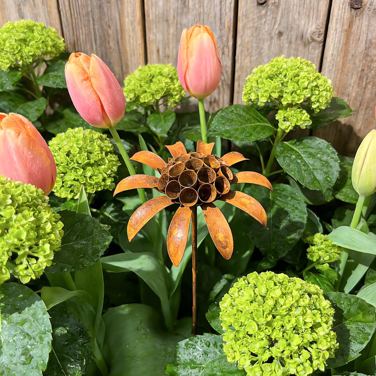 Metal Flowers - 30inch Rusty Metal Outdoor Garden Flowers Yard Art Stakes | Metal Yard Art & Metal Garden Stakes