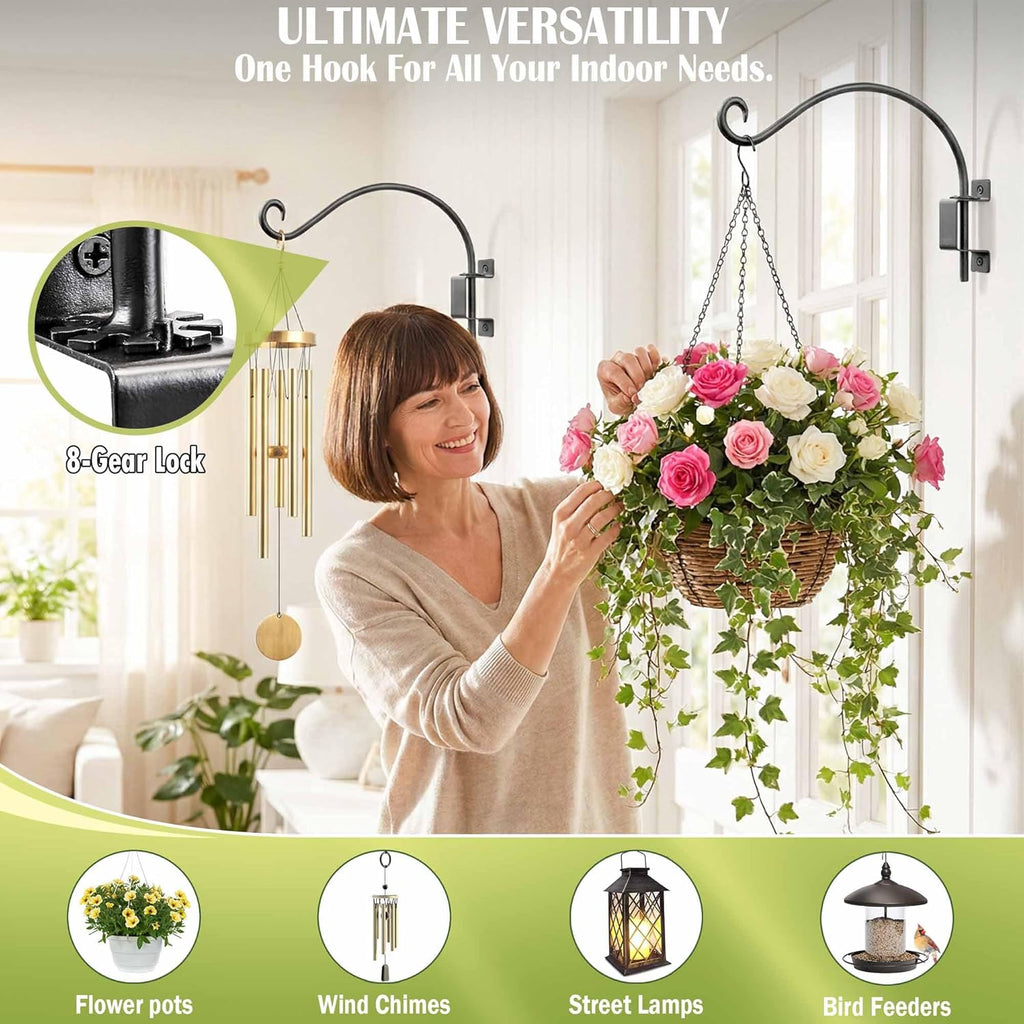 AJART Bird Feeder Hanger Outdoor: 16" Swivel Heavy Duty Wall Mount Bracket | 60 Lbs Hanging Plant Bracket for Wooden