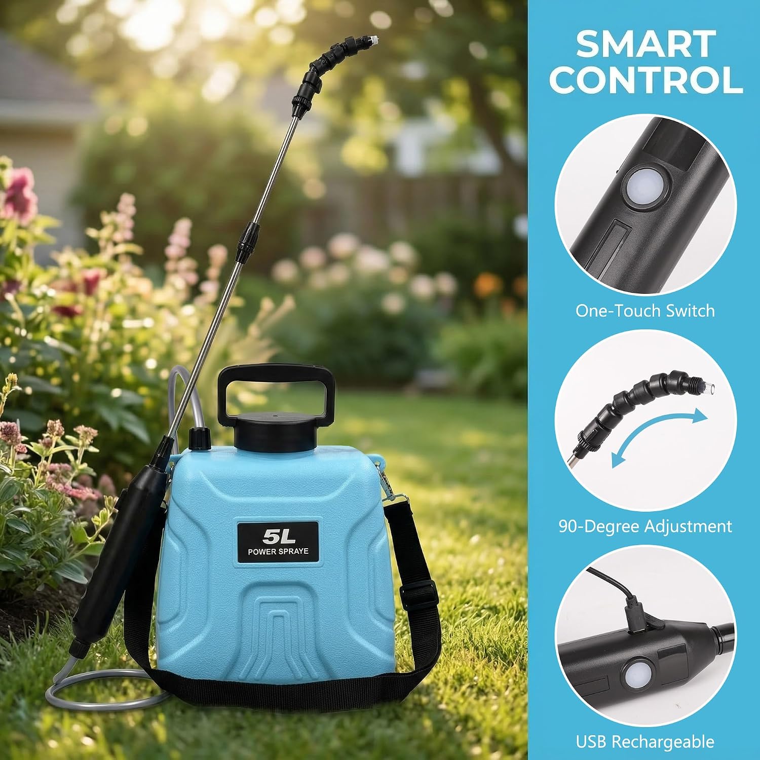 High Reach Plant Waterer with Spray Can Electric Water Sprayer | with Telescopic Wand and Water Hose, 180° Adjustable