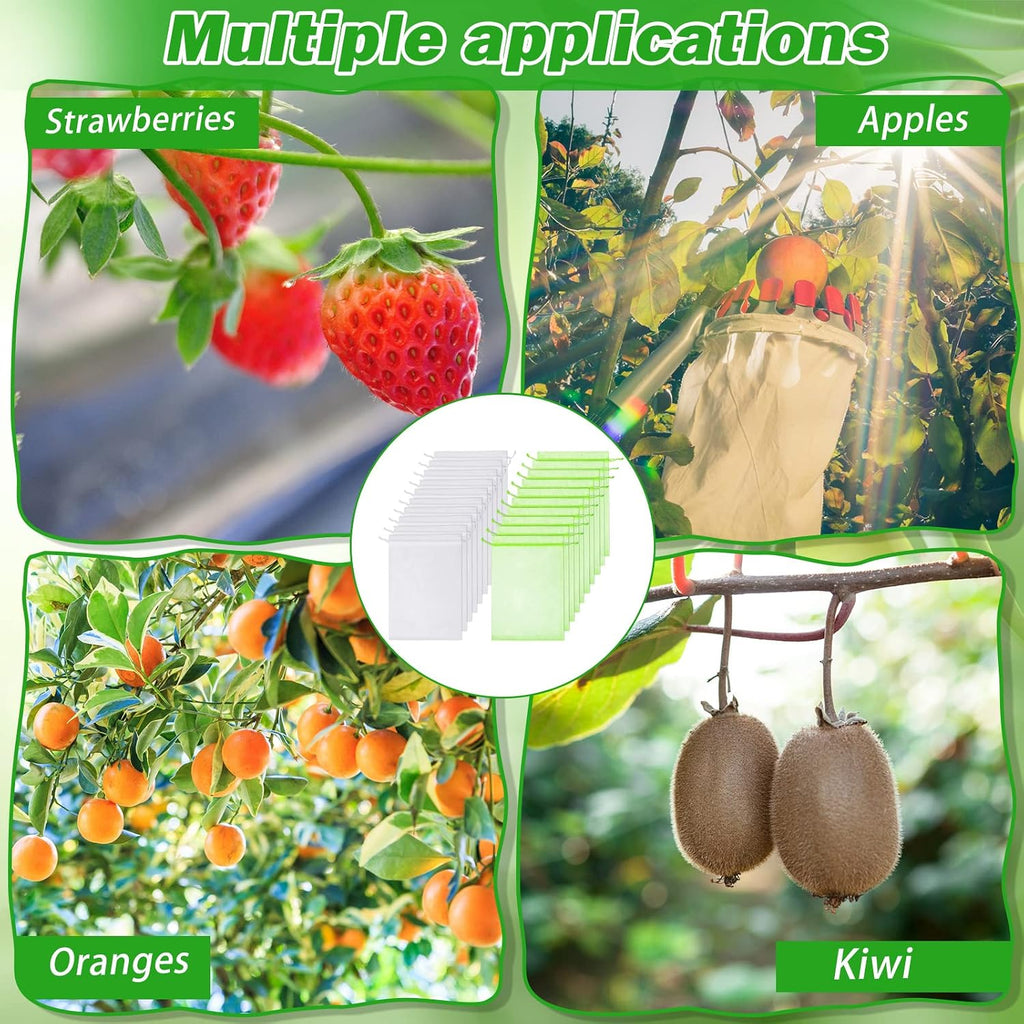Woanger 300 Pcs Fruit Protection Bags 6 x 8'' Fruit Bags for Fruits Trees Green Netting Fruits Cover Bag with