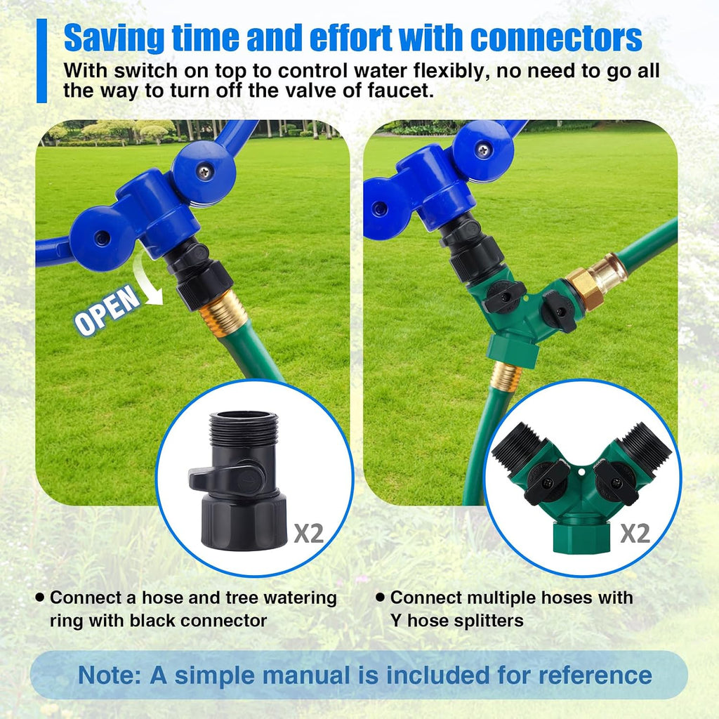 Apipi 2 Pcs 11.8" 360° Ring Tree Water Sprinklers for Even Root Irrigation | Adjustable Circle Tree Watering with Y