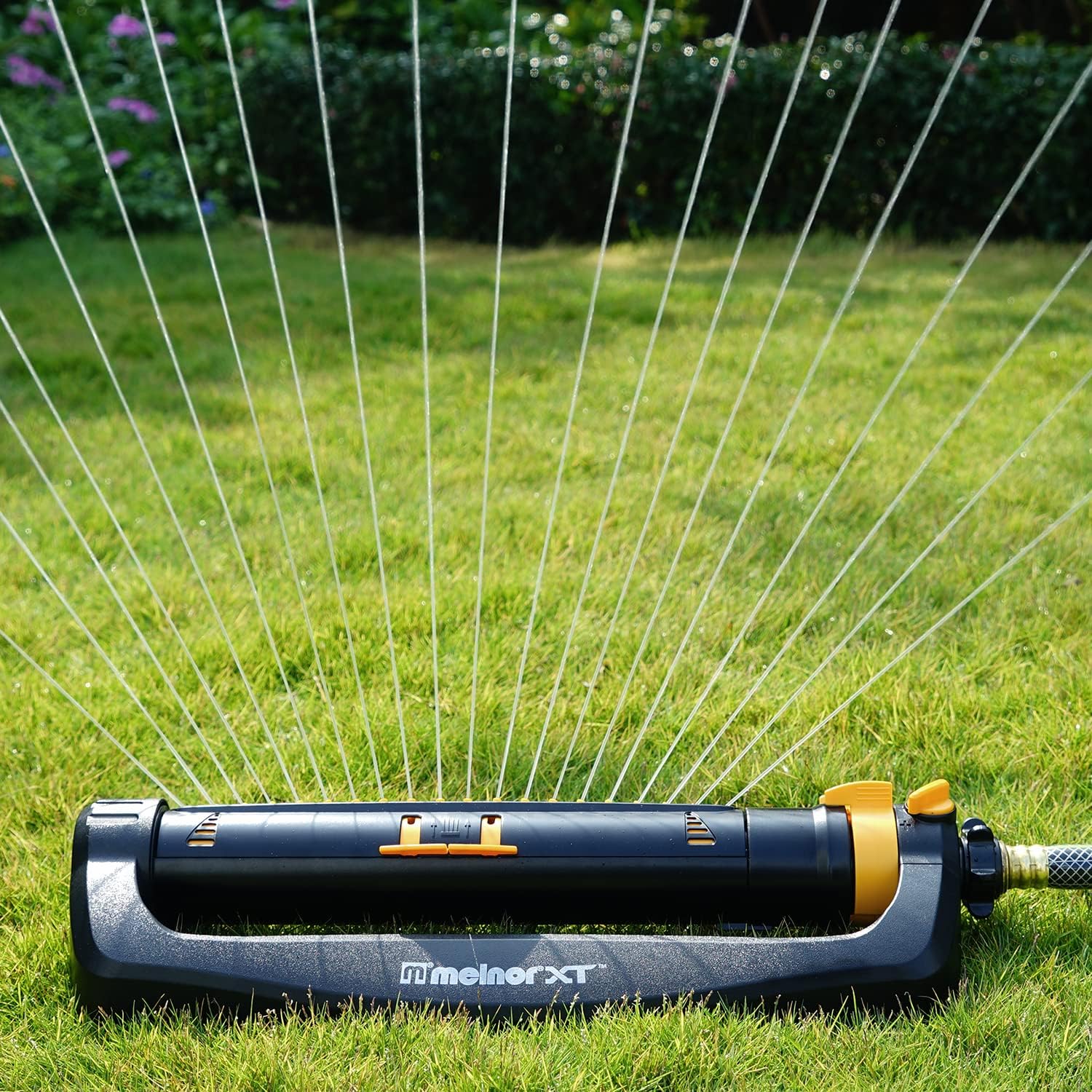 Melnor XT Oscillating Sprinkler, 4500 Sq Ft: Flow, Width & Range Adjust