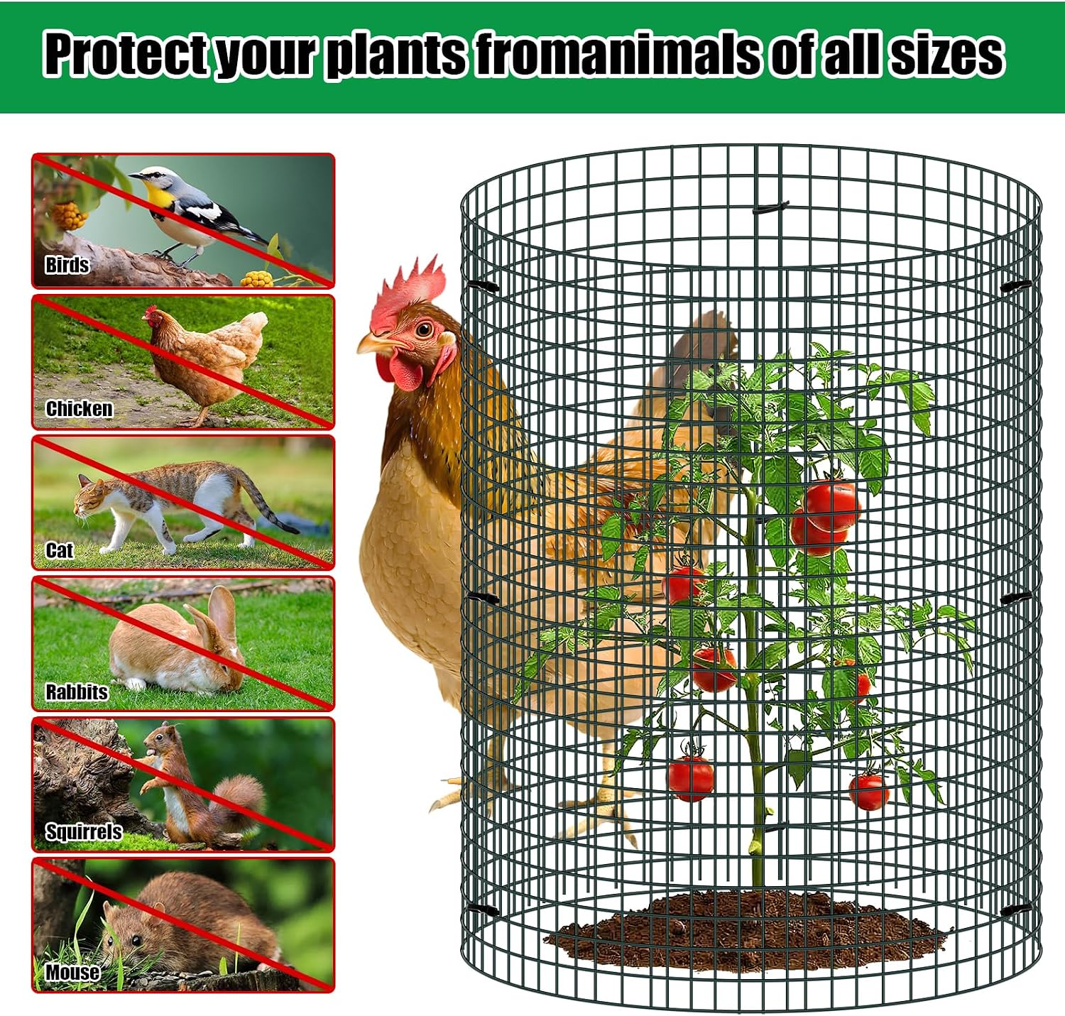 5 Pack Wire Plant Protector, 16"x12" Detachable Metal Plant Protectors Mesh, Garden Plant Protectors for Shrubs Flowers