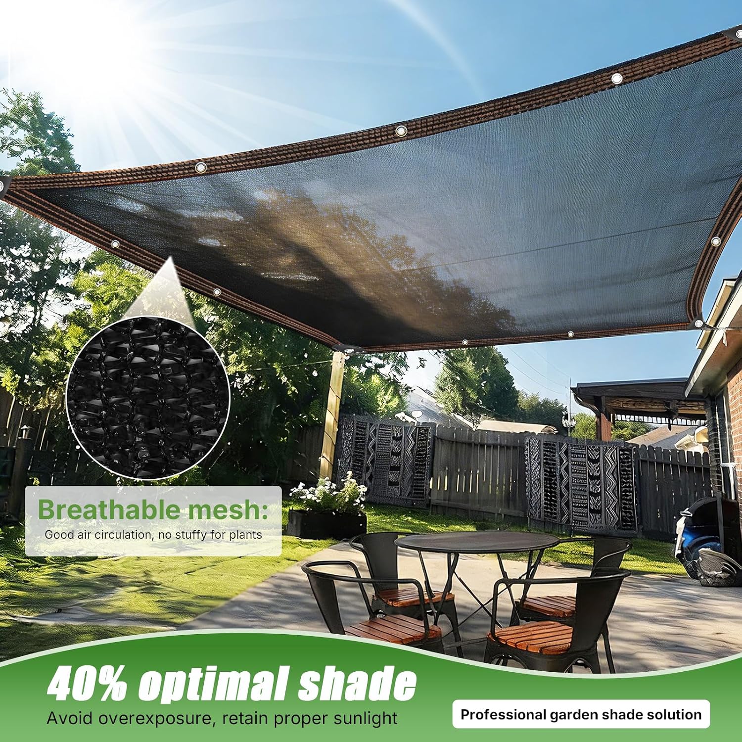 Storystore 40% Shade Cloth, 10Ft x 20Ft Heavy Duty UV Mesh with Grommets | Optimal Sunlight Balance | Heavy-Duty HDPE