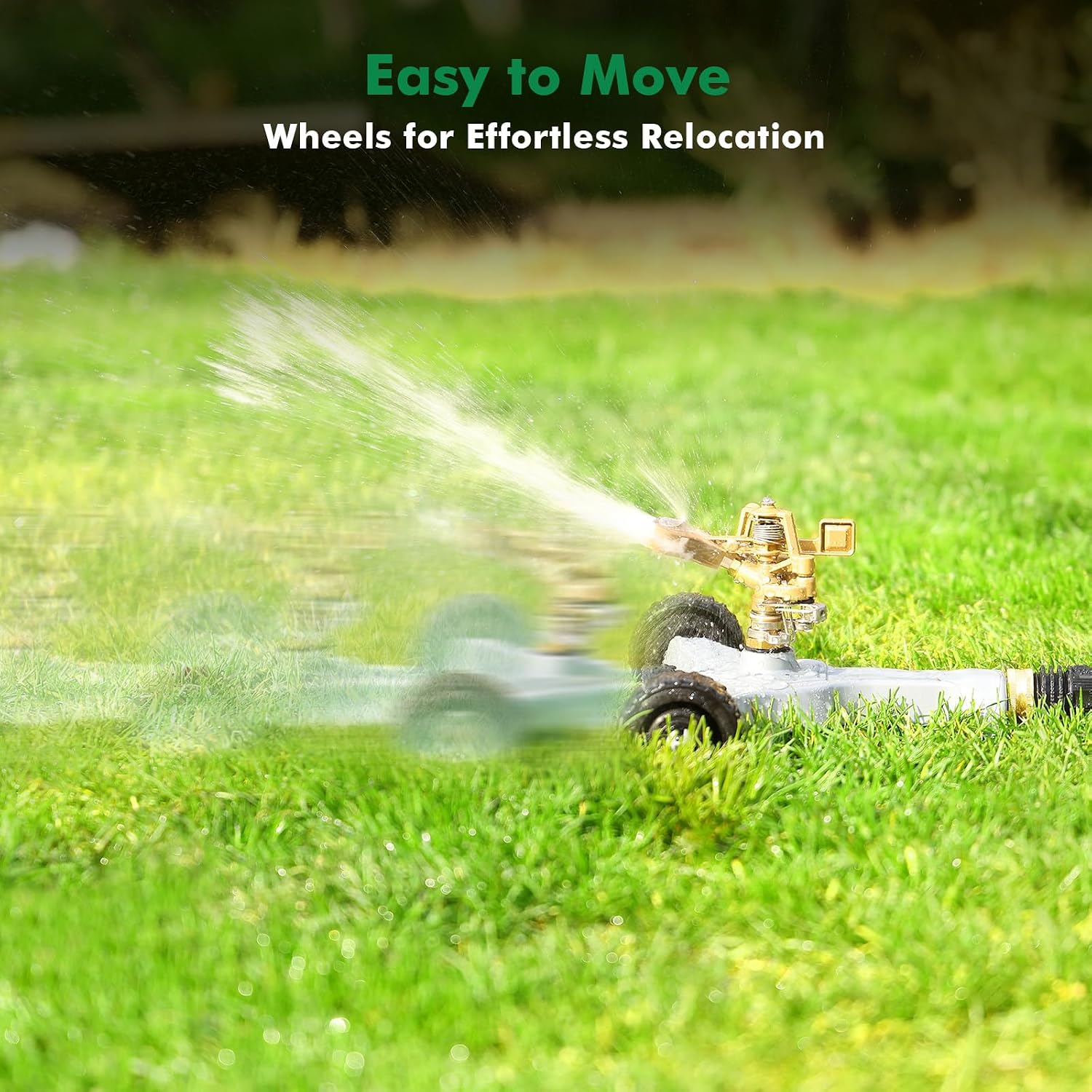 RESTMO Heavy Duty Full Metal Impact Sprinkler with Wheeled Base | 360° Rotating Sprinklers for Yard,Large Area Lawn &