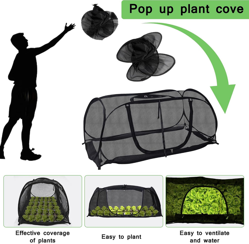 Pop Up Plant Covers for Raised Garden Bed, 47"x21.6"x19.6" Garden Cover | Plant Net Cover for Raised Bed with Top