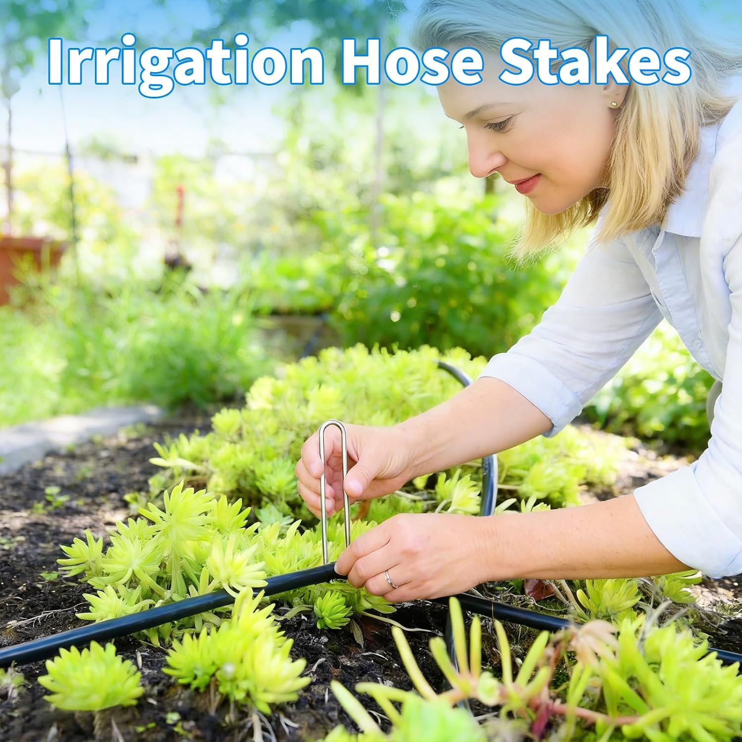 MySit 200 Pack 4 Inch Garden Stakes Galvanized Drip Irrigation Stakes | Galvanized U Shaped Landscape Staples Ground