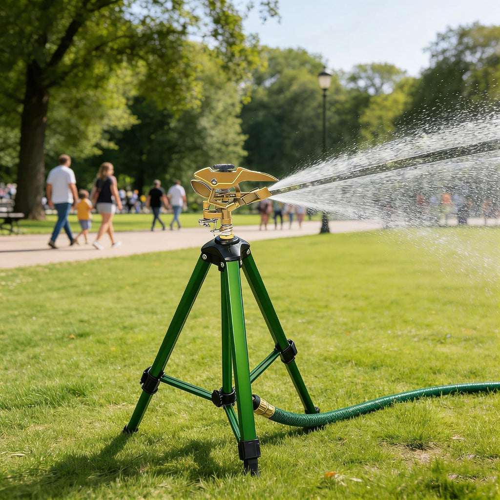 Hourleey 2 Pack Impact Sprinkler on Tripod, Rotating Water Sprinklers for Yard Lawn and Garden, Heavy Duty 360 Degree
