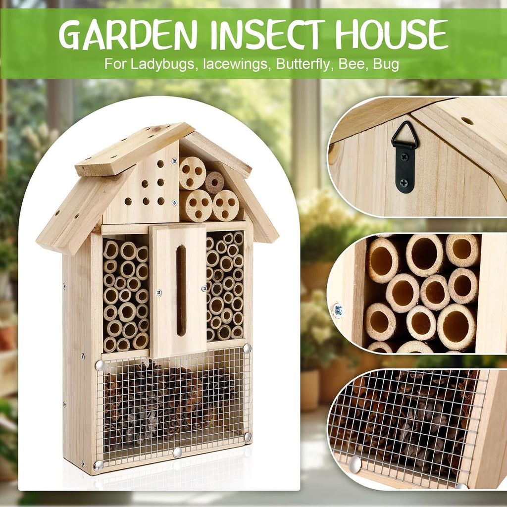 2 Set Bug Hotel Kit DIY Insect Hotel Lady Bug House for Garden DIY Cedar Wood Craft for Butterfly, Ladybird, Beneficial