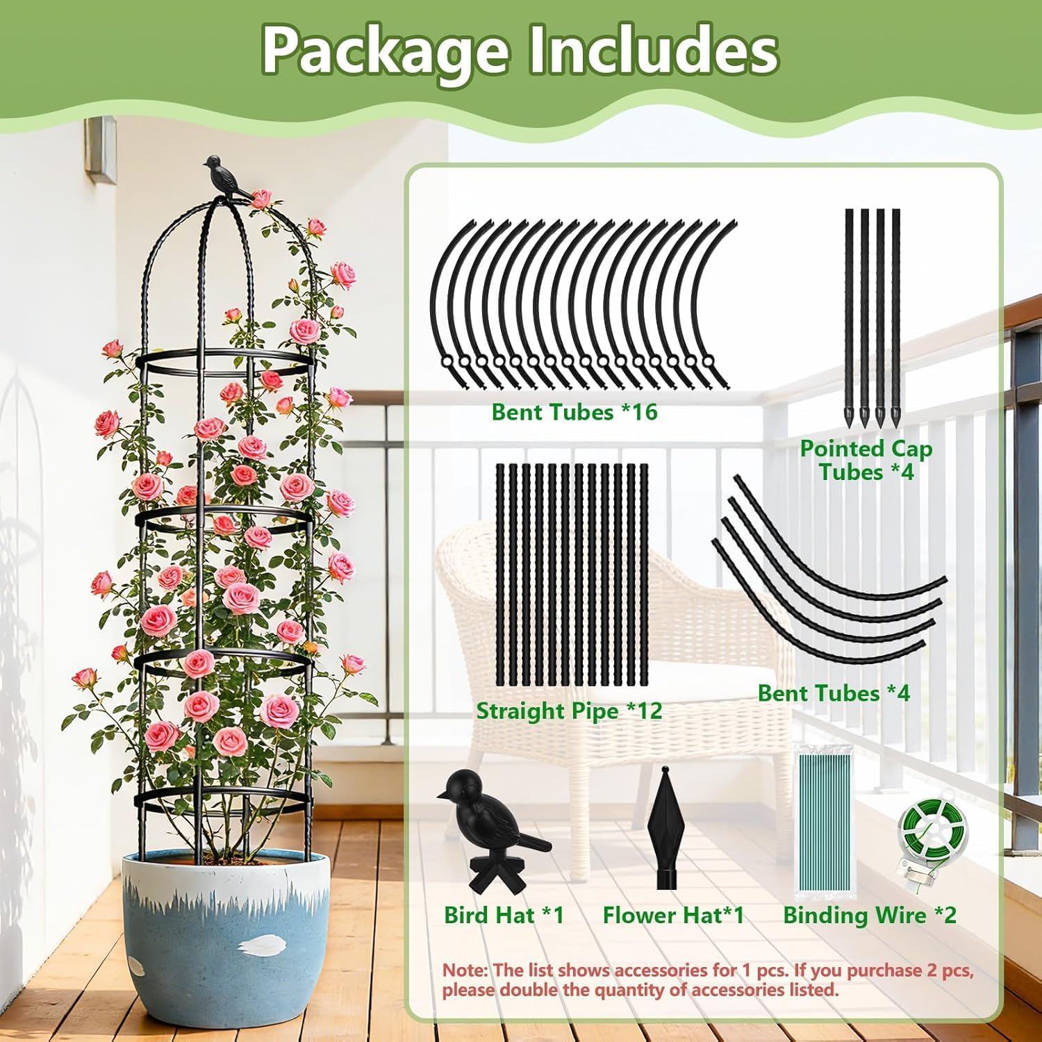 Obelisk Trellis for Garden Plants Climbing: 6ft Rustproof Metal Pipe with Plastic Coated - Potted Plant Climber Support