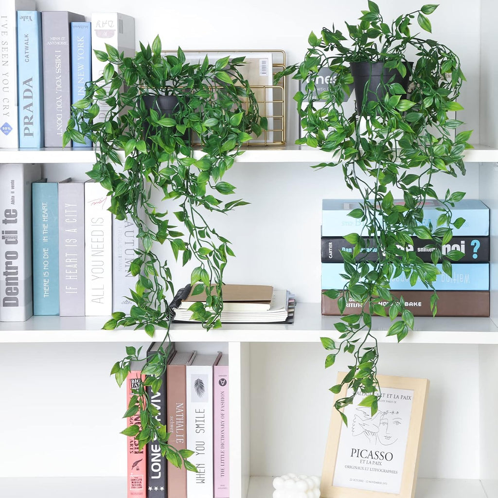 Whonline 3 Pack Artificial Hanging Plants Fake Plants with Pots for House Bedroom Wall Garden Decor