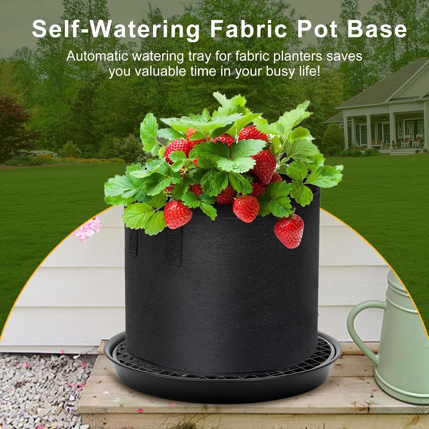 Self Watering Fabric Pot Base 14 inch, Auto Pots Fit for 5 Gallon Grow Bags | Auto Watering Plant Saucer for Fabric