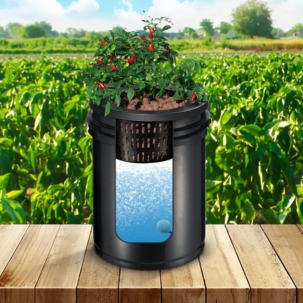 VEVOR RDWC Hydroponics Grow System, Hydroponic Growing Kit with Top Drip, Recirculating Deep Water Culture 4 Buckles