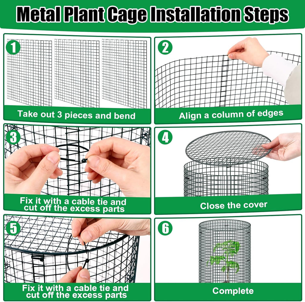 10 Pack Wire Plant Protector with Cover, 16"x12" | Detachable Metal Plant Protectors Mesh, Garden Plant Protectors for