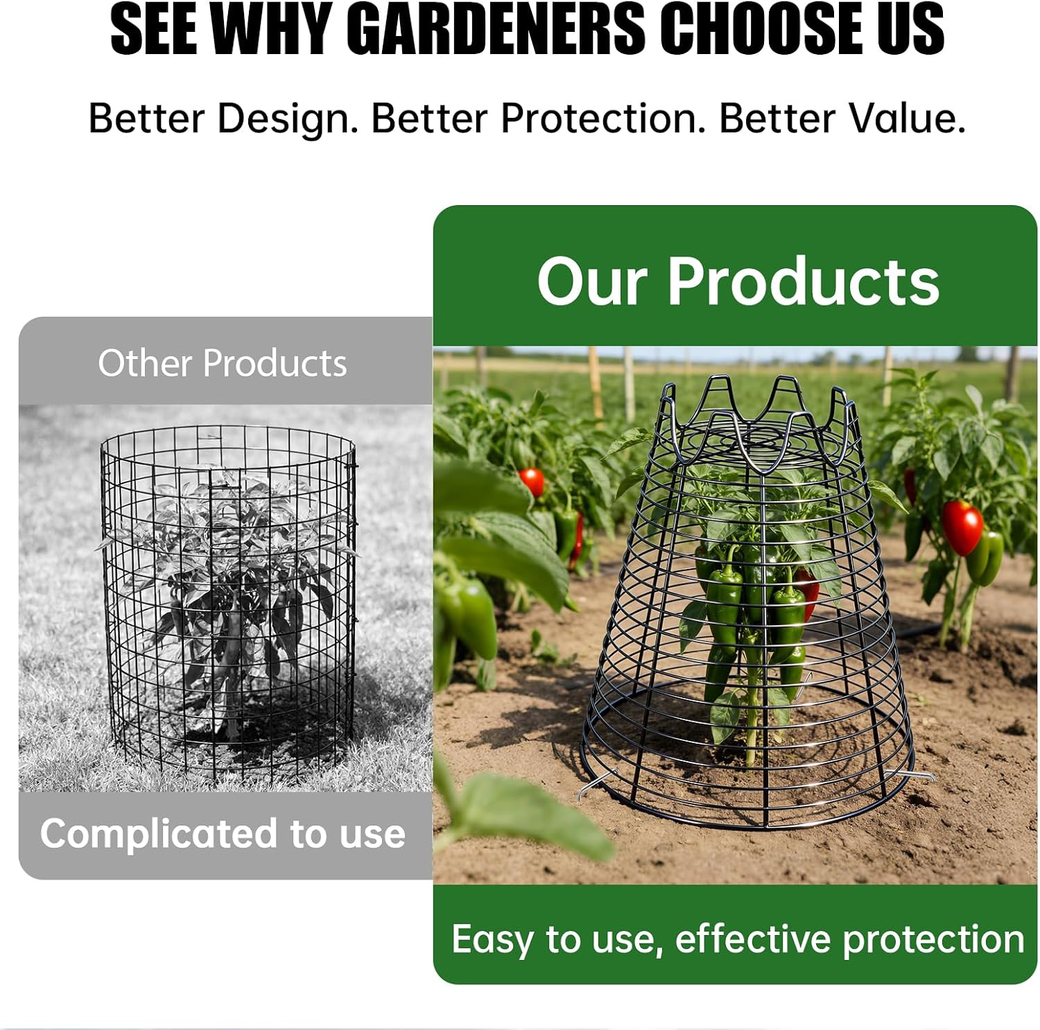 4 Pcs 11.6"×11.6" Plant Protectors from Animals, Sturdy Metal Plant Cages for Outdoor Plants, Reusable Wire Garden
