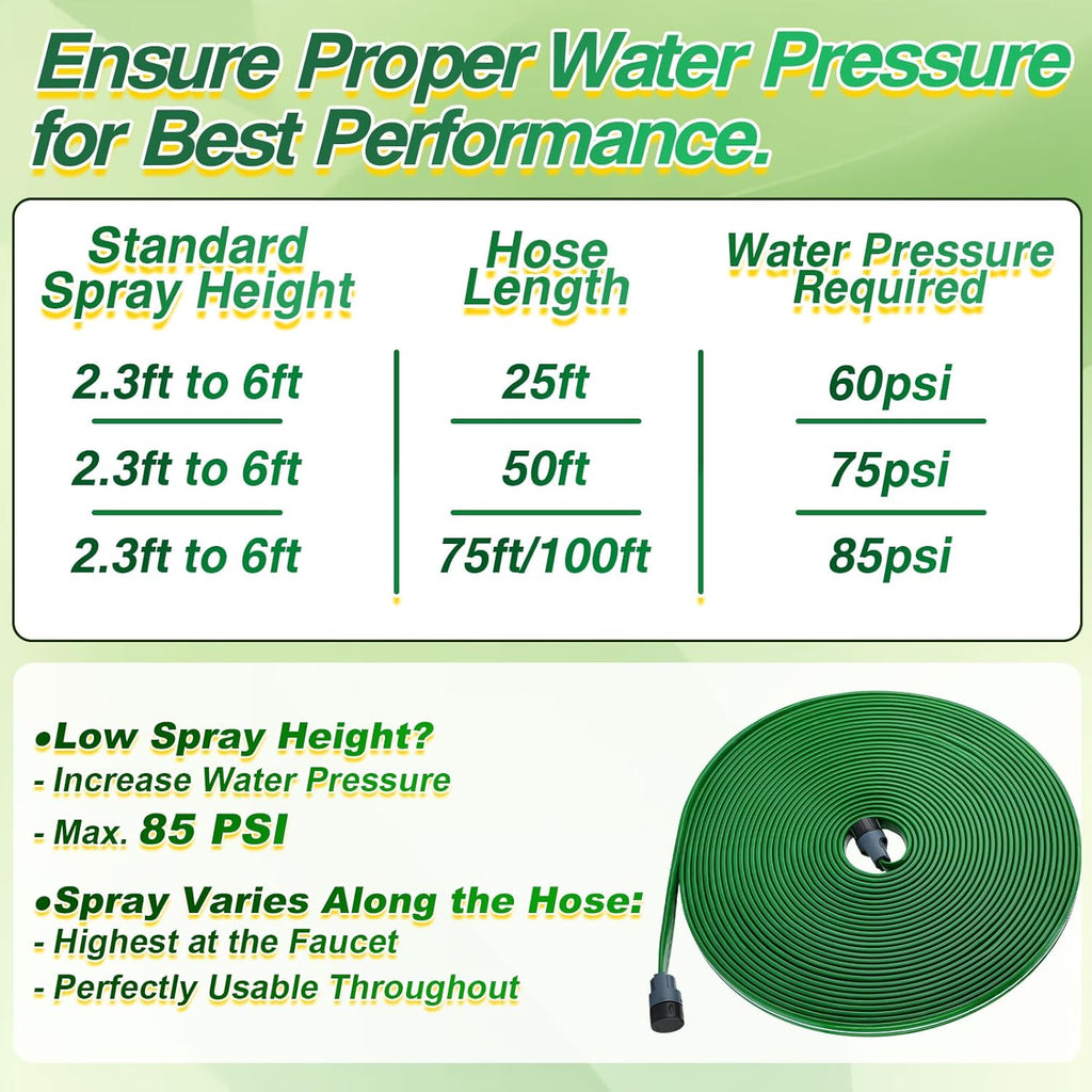 2 Pack 50ft Sprinkler Soaker Hose | Kink-free, Save Water, Flexible, Heavy Duty Three Tube Flat Watering Hose for