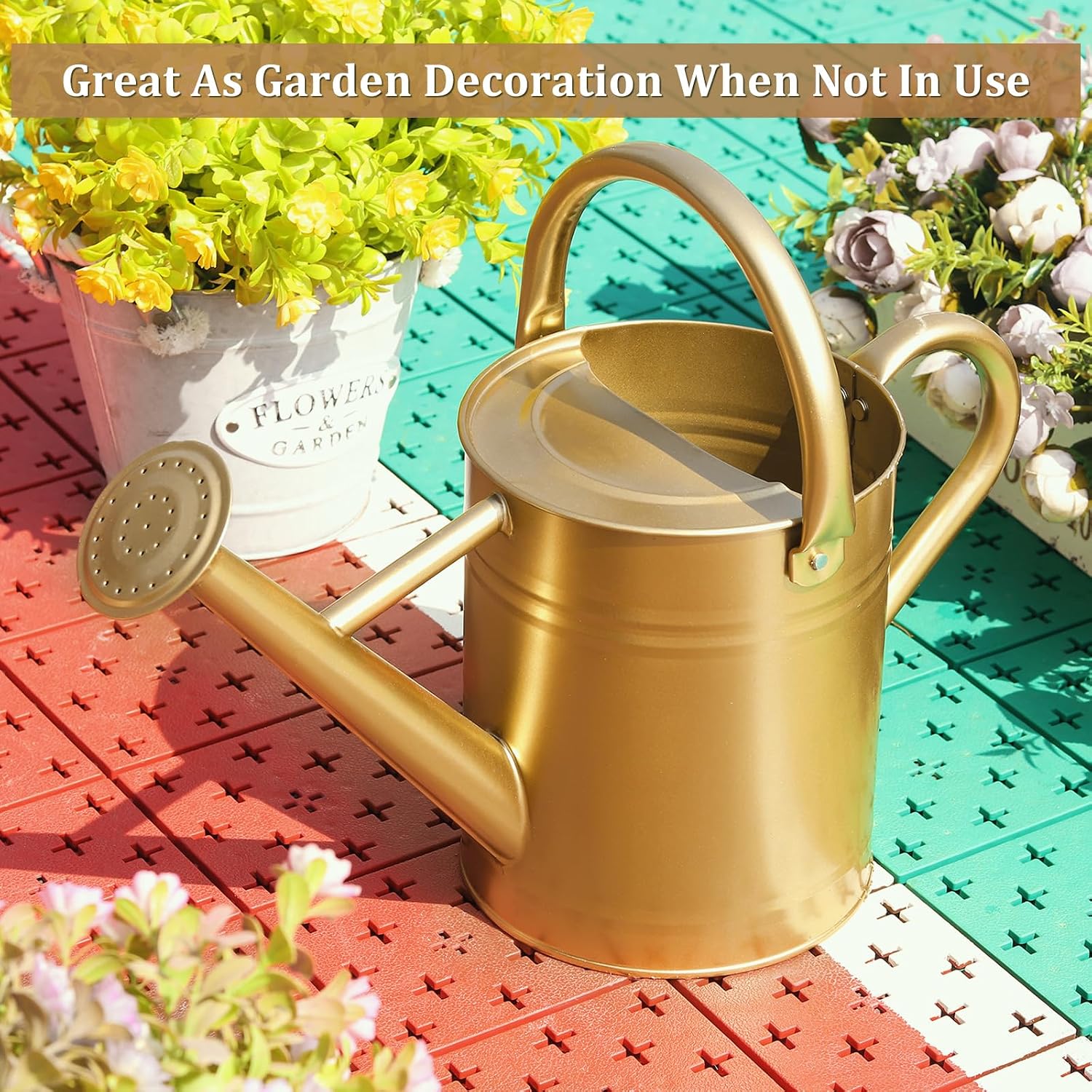 1 Gallon Metal Watering Can for Outdoor&Indoor Plants | Removable Sprinkler Head,Made of Premium Galvanized