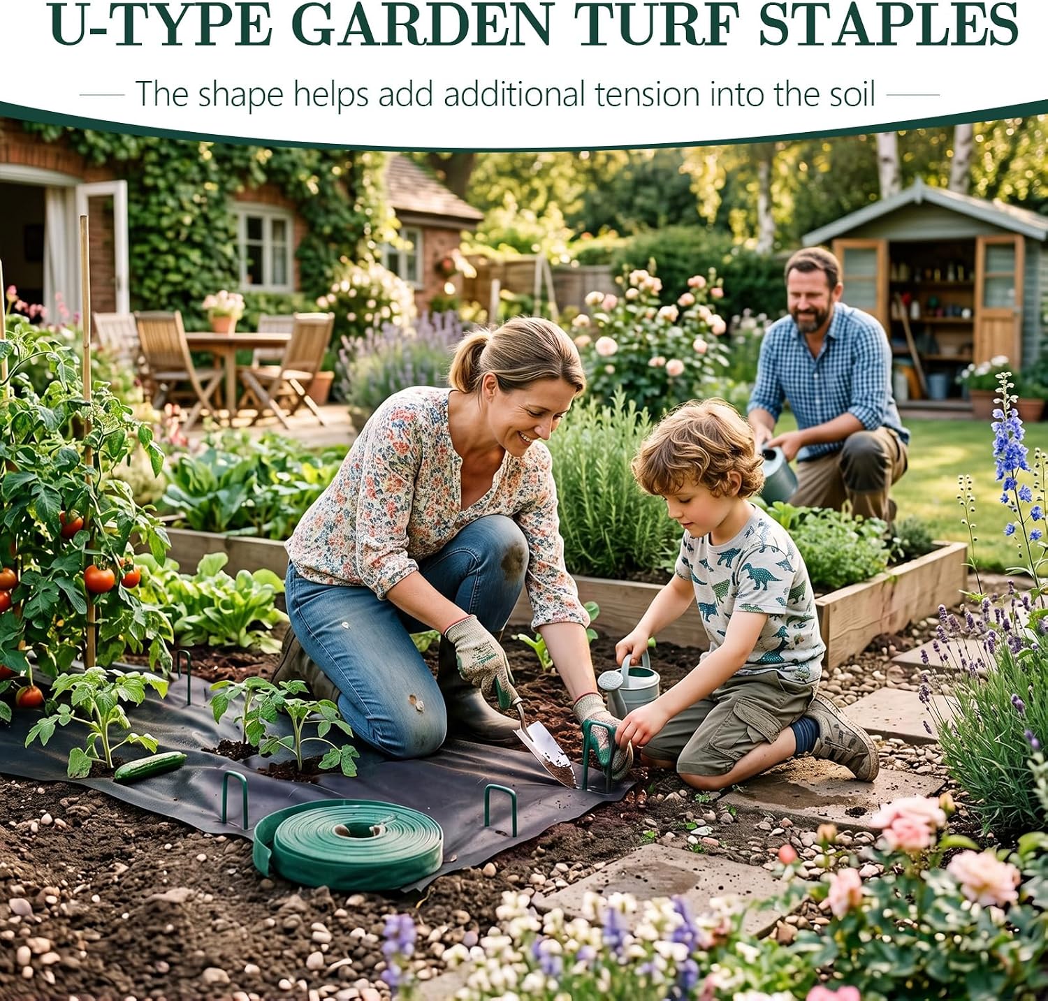 Therwen 100pcs 6 Inch Turf Stakes for Artificial Grass Black Landscape Staples Bulk Galvanized Heavy Duty Garden Stake
