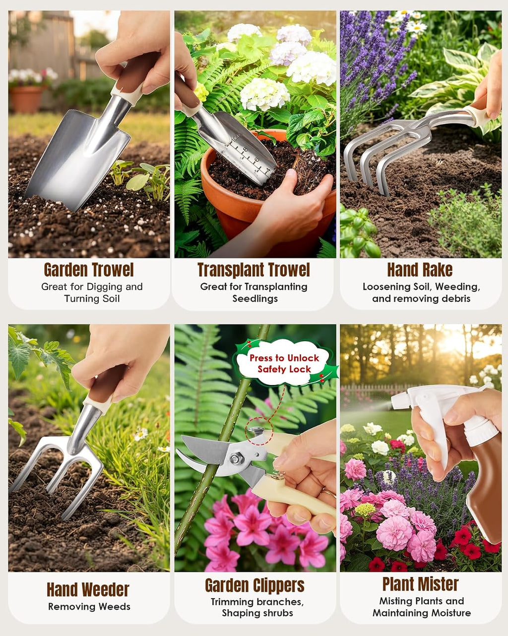 Gardening Gifts for Women Men, 12PCS Heavy Duty Garden Tools Set with Large Garden Bag and Gloves Pruning Shears