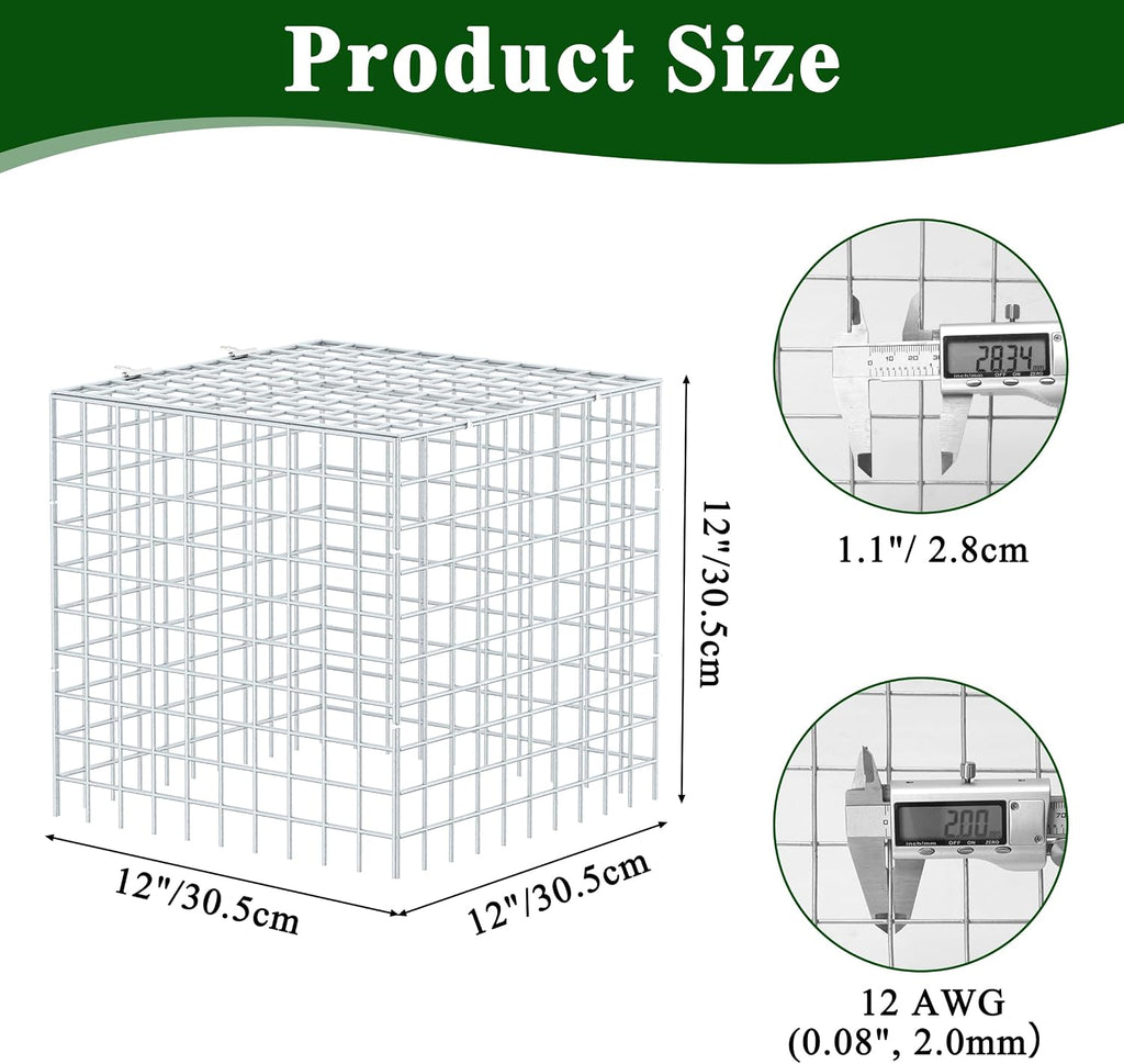 4Set 12"x12" Plant Protectors from Animals, All-Metal Plant Cage with Cover | Hot-Dip Galvanized Metal Wire, Heavy-duty