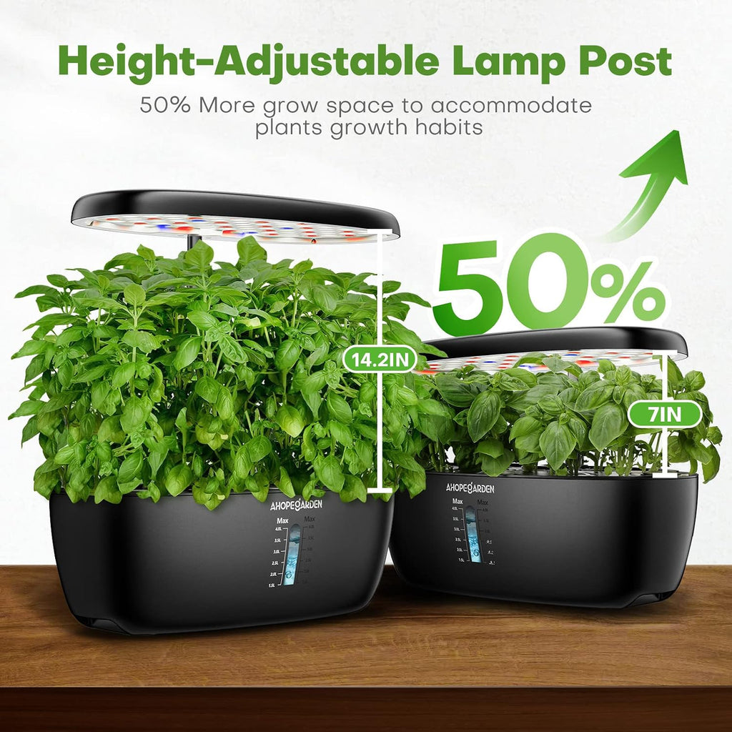 Hydroponics Growing System: 12 Pods Indoor Herb Garden with LED | Plant Germination Kit with LED Grow Light，Countertop