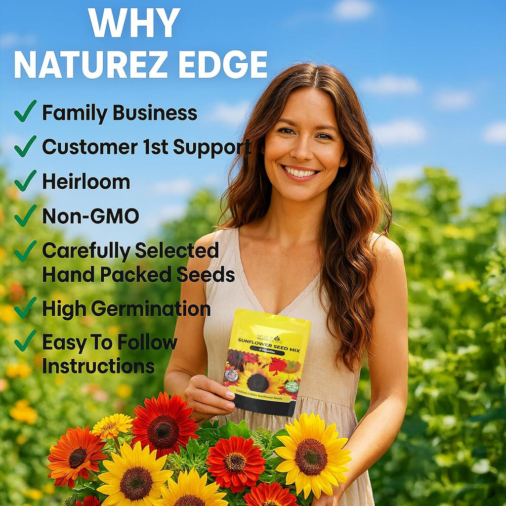 NatureZ Edge 5200+ Sunflower Seeds for Planting Bulk Variety Pack, Get More Sunflower Seeds to Plant, from Dwarf
