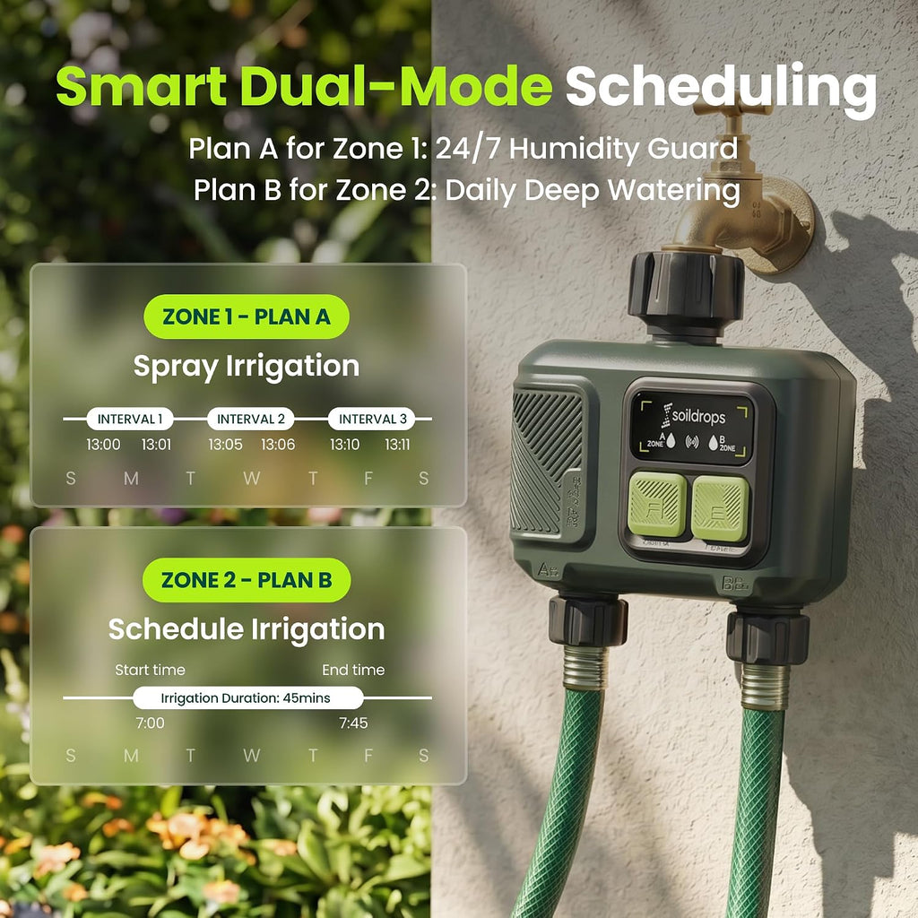 WiFi Water Timer Smart Irrigation Controller with Gateway | 984ft RF range, 8-month battery life, weather delay, OTA