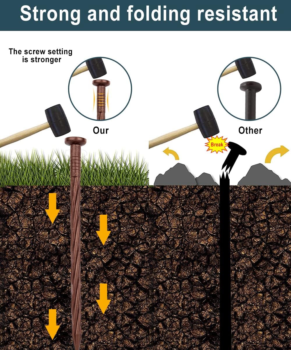 100pack 8-Inch Plastic Landscape Edging Spikes Landscape Anchoring Nail Spiral Landscape Stake for Weed Barrier, Paver