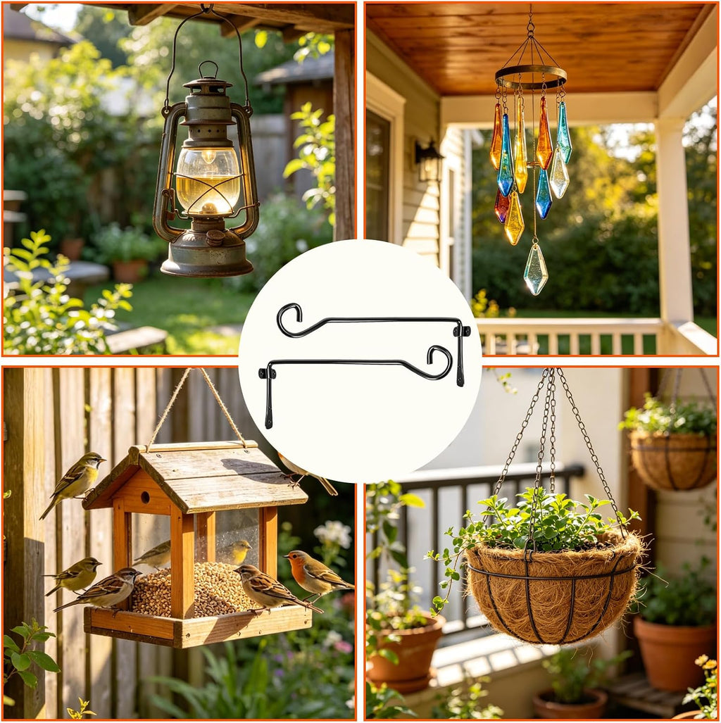9.94IN Wall-Mounted Plant Hanger – Indoor & Outdoor Hooks for Hanging Plants, Lanterns, Bird Feeders, and Decorative