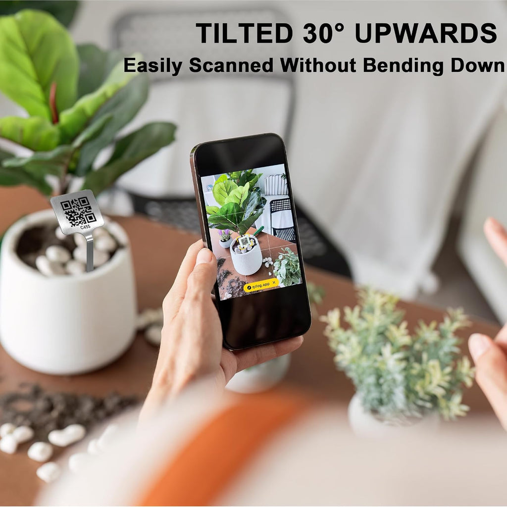 QR Plant Labels, Scan-to-Record Plant Care Tracker, 10 pcs | 304 Stainless Steel, Waterproof Garden Markers with