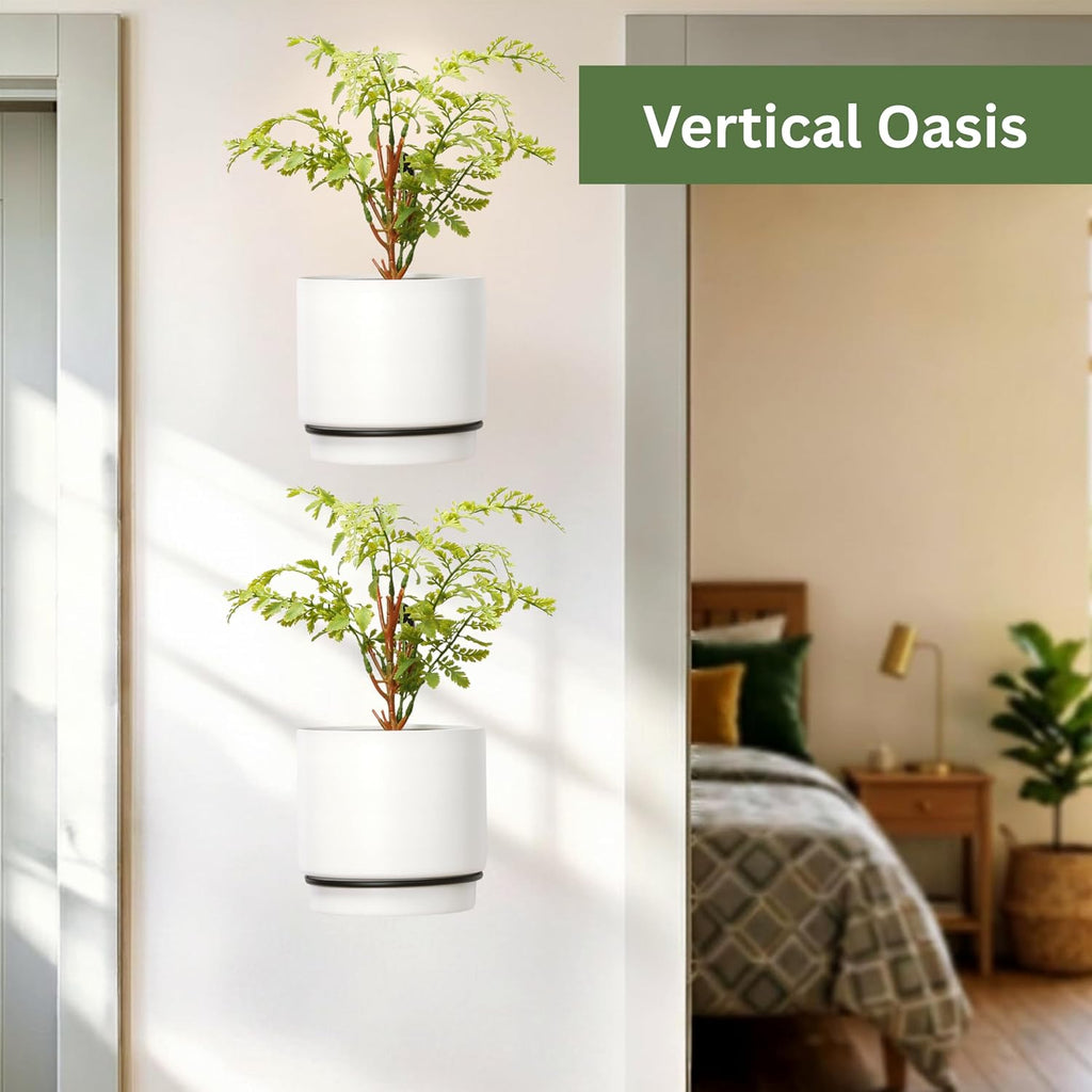 Self-Watering Wall Planters for Indoor Outdoor Plants (5.9 inch) | Metal Wall Vase, Wall Hanging Planter, Wall Plant