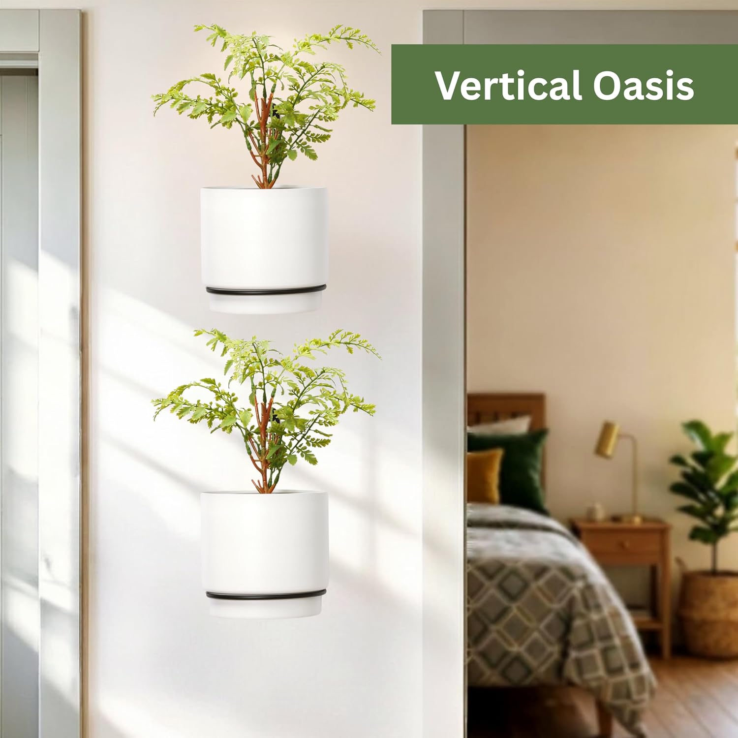 Self-Watering Wall Planters for Indoor Outdoor Plants (5.9 inch) | Metal Wall Vase, Wall Hanging Planter, Wall Plant