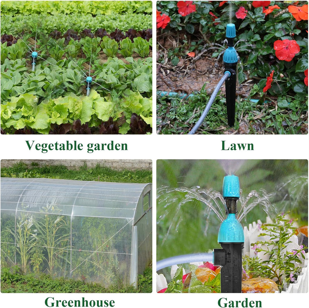 150FT Drip Irrigation System Kit with 2 Zone Water Timer for Garden | High-Flow Mainline Automatic Watering System