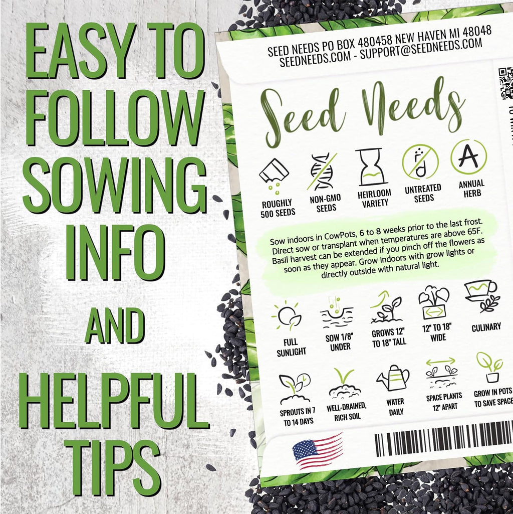 Seed Needs Italian Basil Seeds to Plant Heirloom Non-GMO Herbs 10 Pack