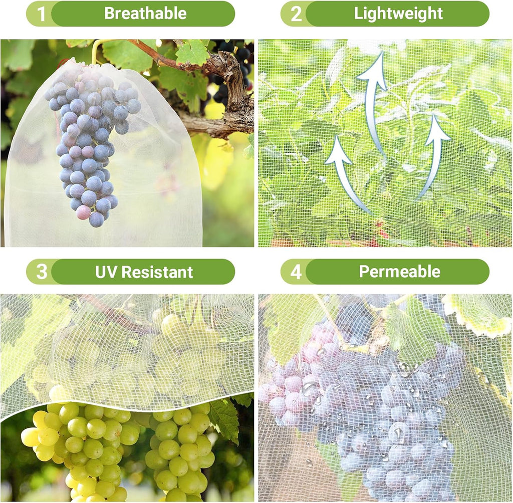 Mesh Fruit Protector Bags, 50 PCS 14x21 Inch Large Fruit Bags for Fruit Trees, Durable Garden Barrier Netting Bag