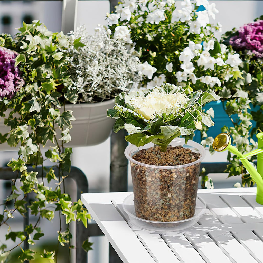 40 Pack 4/5/6/7 Inch Clear Nursery Pots with Drainage and Saucer, Clear Plastic Planter Pots for Plants, Flexible Seed