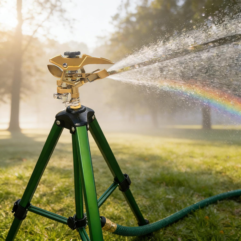 Hourleey 2 Pack Impact Sprinkler on Tripod, Rotating Water Sprinklers for Yard Lawn and Garden, Heavy Duty 360 Degree