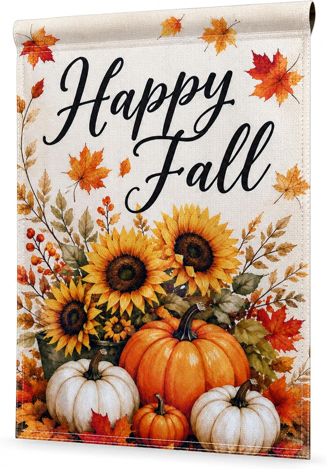 Fall Pumpkin Garden Flag 12x18 Stained Glass Yard Decor