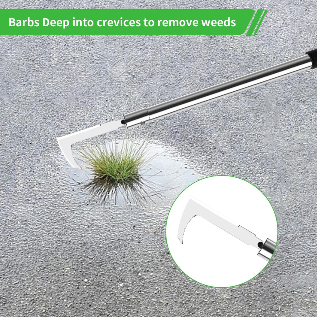 3-in-1 Weed Puller Tool, Crack Weeder Surface Brush & Hoe Adjustable 16-63" | 3-in-1 manual weed puller: crack weeder