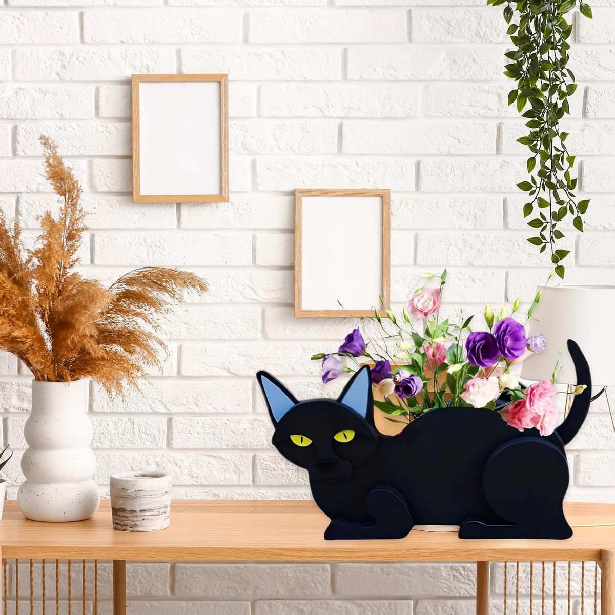 Black Cat Planter Pots, Animal Shaped Flower Pot | Cute Plant Gift for Women and Pet Lovers, Indoor Outdoor Garden Home