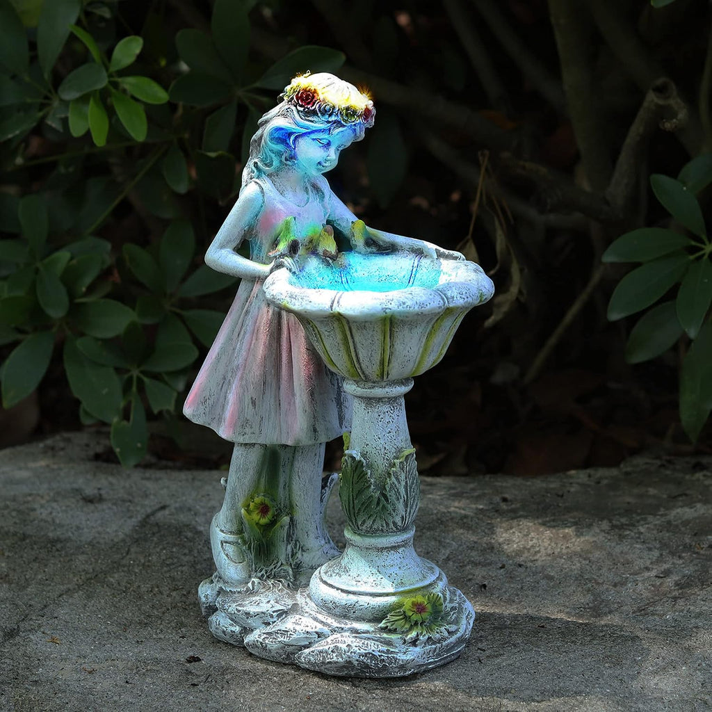 Voveexy Fairy Garden Statue, Solar Garden Angel Figurine Outdoor Decoration Waterproof Angel Sculpture for Patio Yard