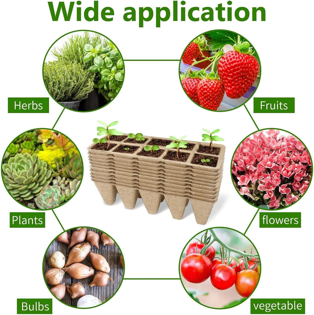 400 Cells Seed Starter Tray, 40 Pack Biodegradable Seed Starter Kit, Peat Pots for Seedlings with 400 Plant Labels, 2