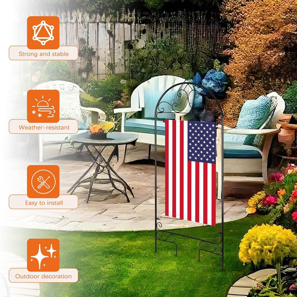 Liitrton 2 Pack Garden Flag Holder Stand Fits Max 14" x 25" Outside Flags | Yard Flag Holder | Decorative Metal Garden