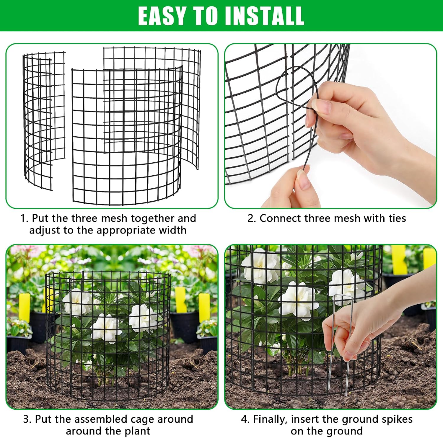 10 Pack Plant Protectors from Animals, 13x12 Plant Cages for Outdoor Plants | Wire Plant Protector, Thick Metal