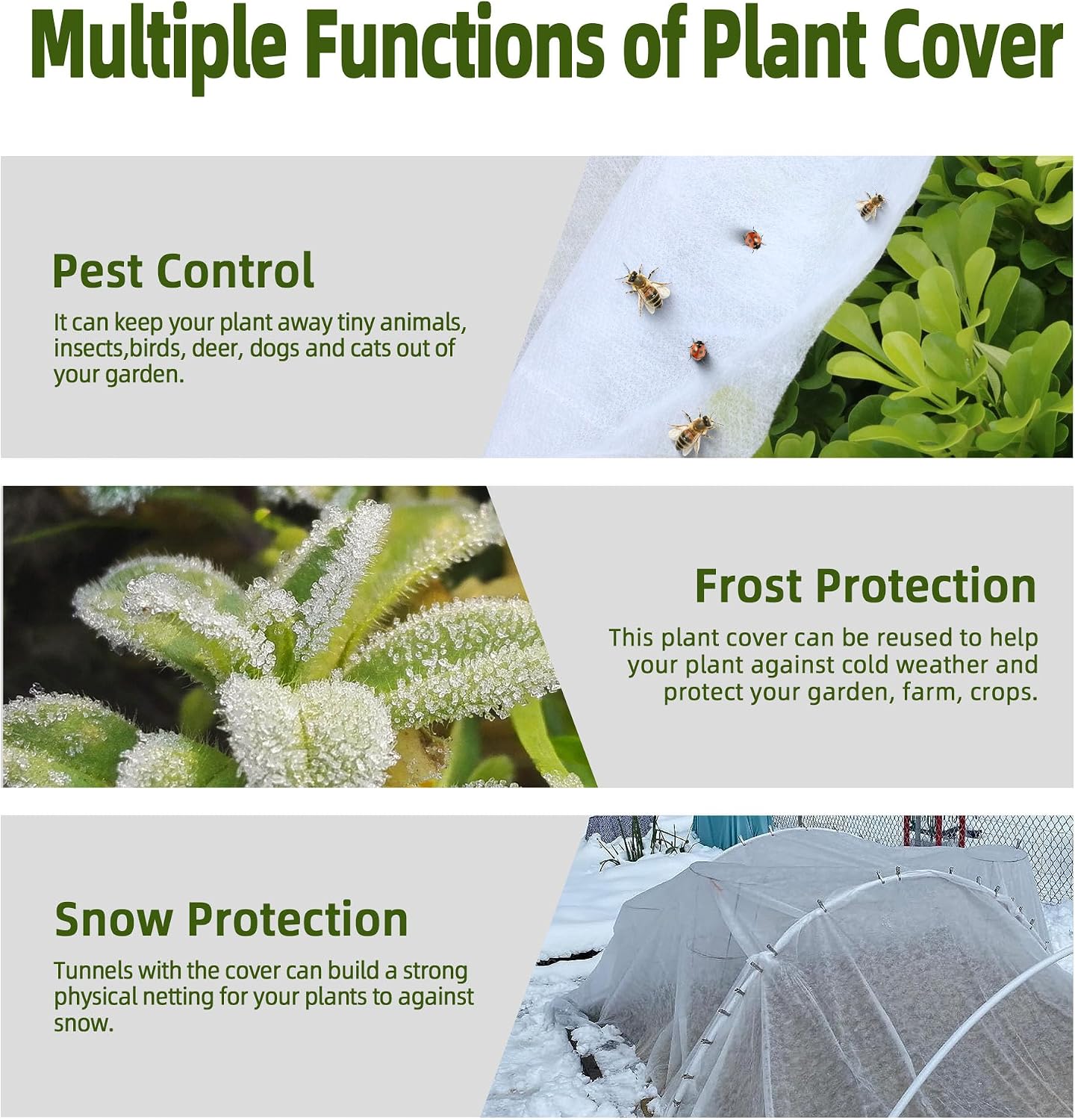 CJGQ 10x50ft Plant Covers Freeze Protection Frost Cloth Blanket Floating Row Cover for Winter 0.9 oz/yd²