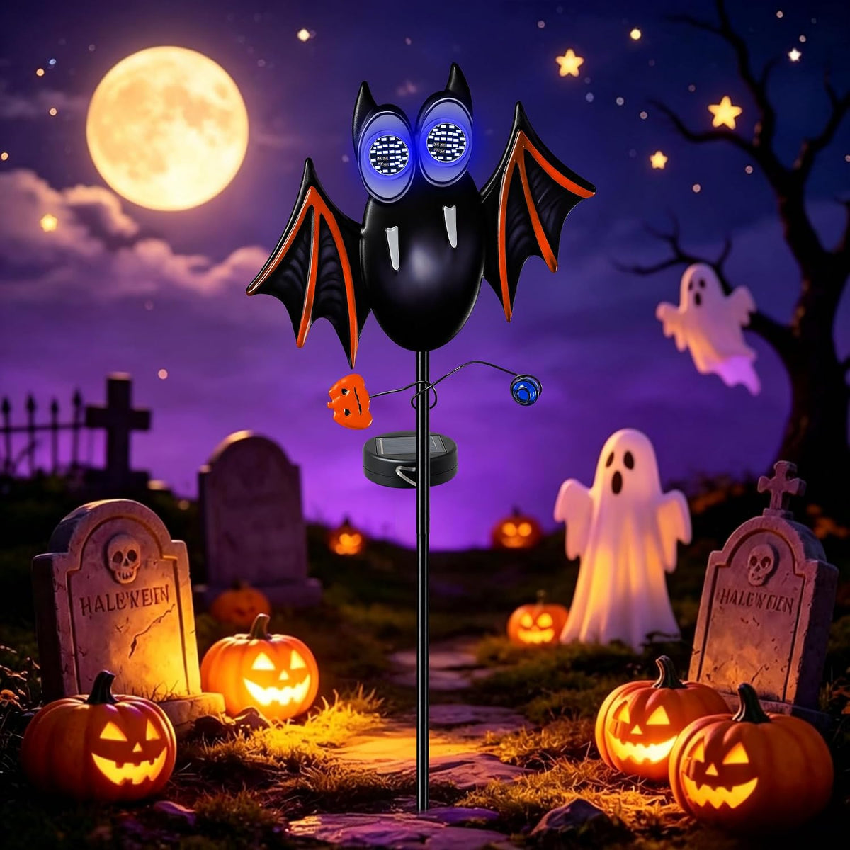 Solar Halloween Bat Garden Stake Light, Spooky Halloween Decorations