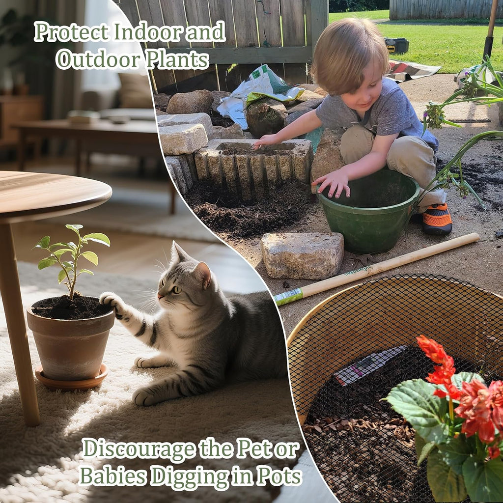 6 Pcs 15.7 Inch Plant Pot Grids，Cut-able Plant Pot Soil Protective Covers from Animals，Used to prevent animals or