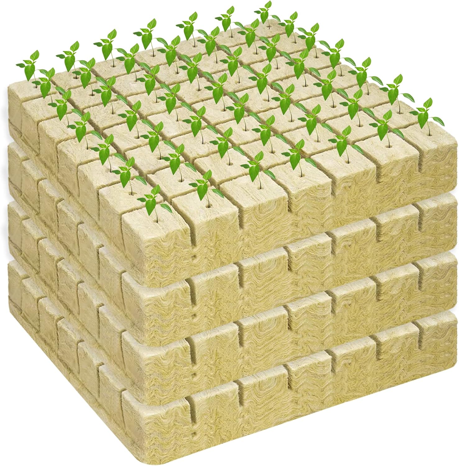 1.5 Inch Rockwool Cubes for Hydroponics Seed Starter, Rock Wool Planting Cubes Hydroponic Garden Grow Plugs for