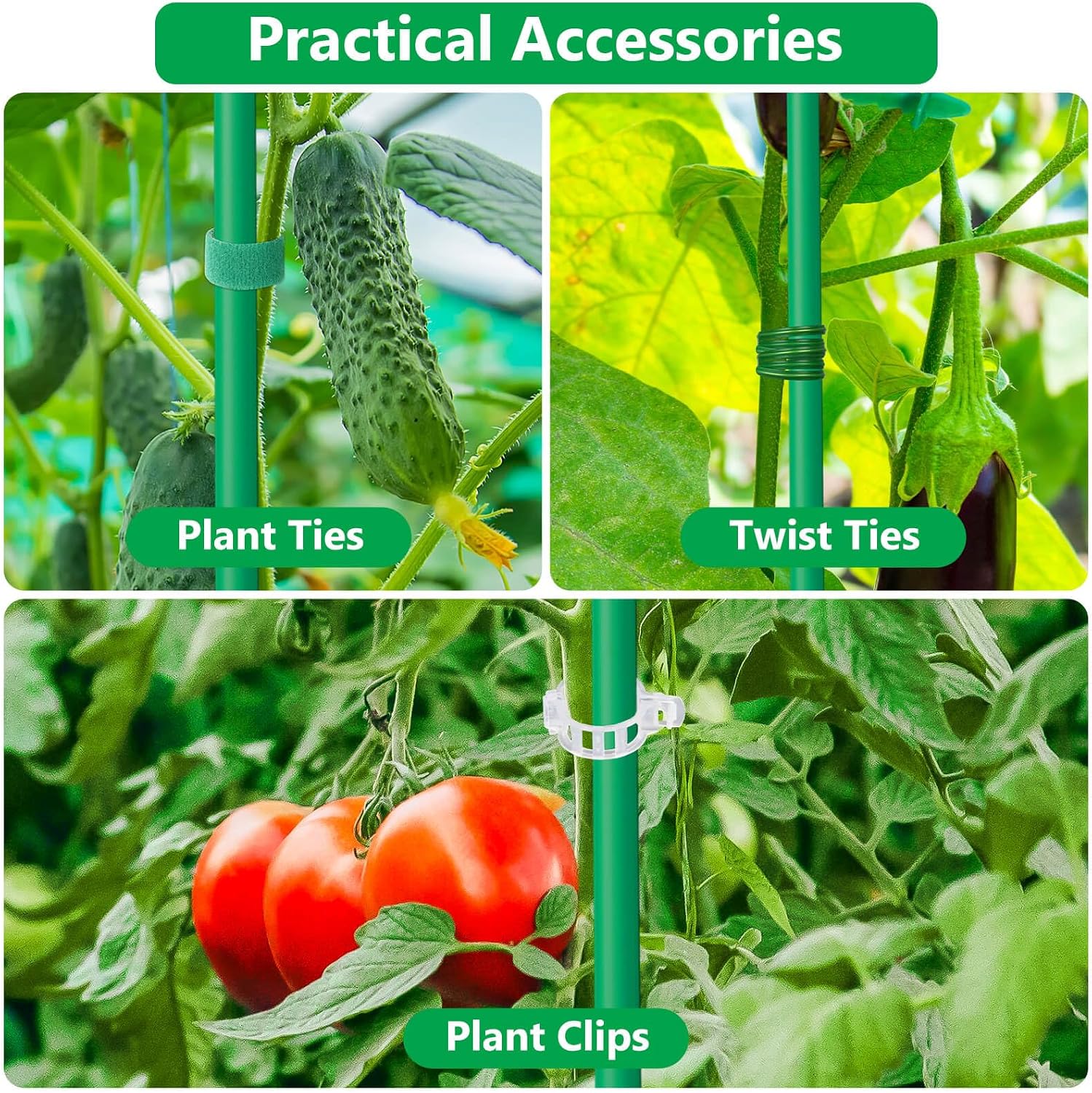 Lezmarket 60 Pack Garden Tomato Stakes(16" Each), Plant Support Stakes, DIY 4ft 5ft 6ft 7ft Sturdy Fiberglass Plant