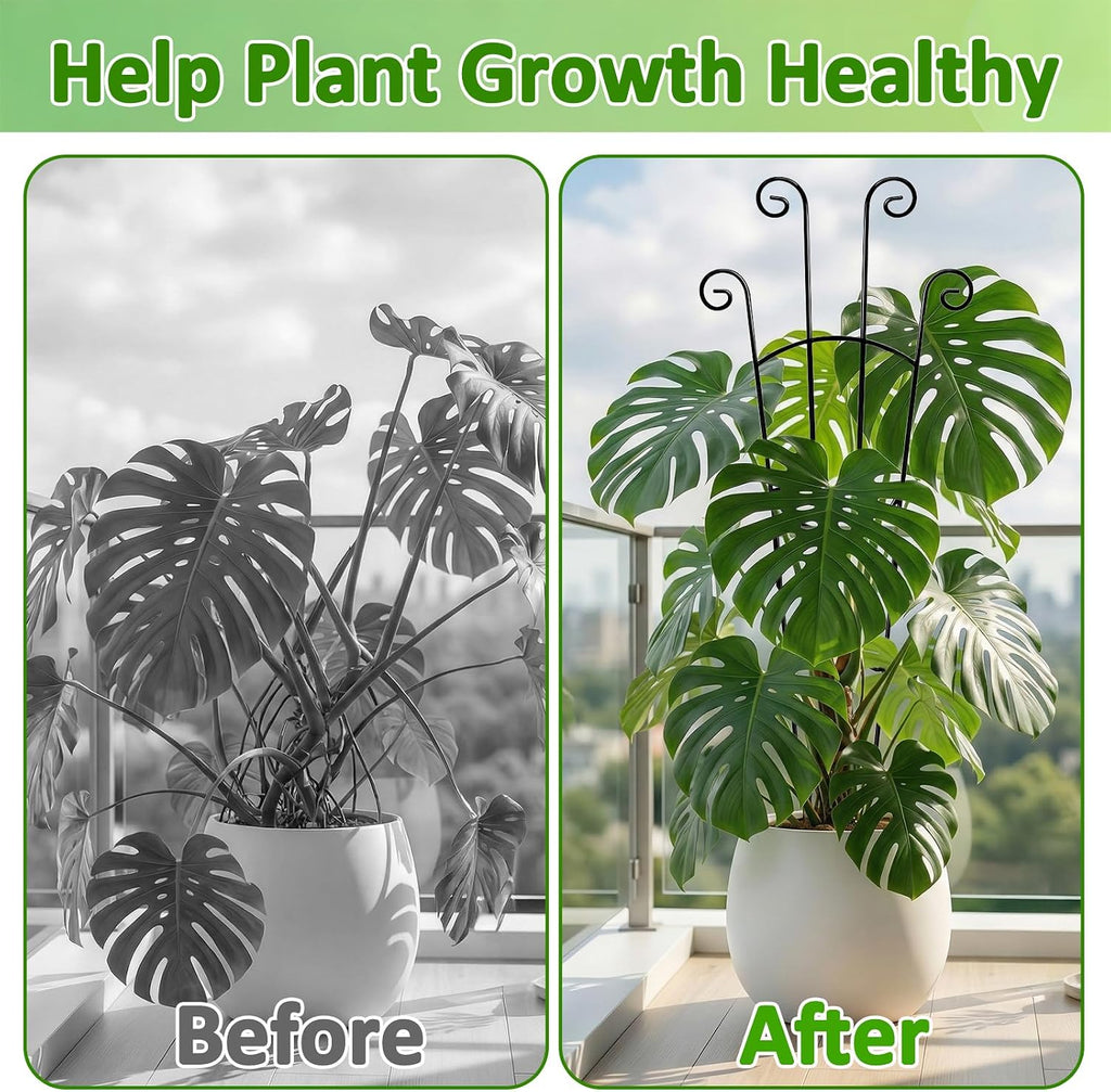 Monstera Plant Support - 4-Pack of 32.6" Tall Plant Trellis Stakes for Large Indoor Vines | Adjustable Dual Pole Frame